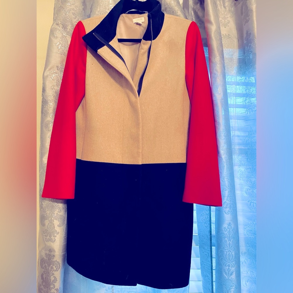 J Crew Color  block coat. Beautiful .